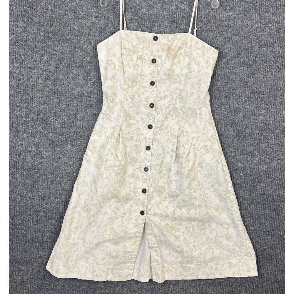Eudon Choi x RTR Womens Button Up Linen Blend Dress Floral Sleeveless Size 10